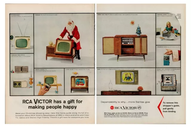 1959 TV Television RCA Victor 1950s Vintage Print Ad Santa Claus Christmas Gift