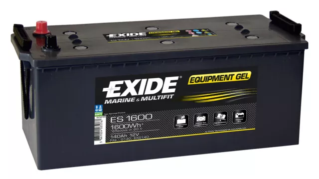 Batterie GEL Exide ES1600 12v 140ah decharge lente camping car, bateau,solaire