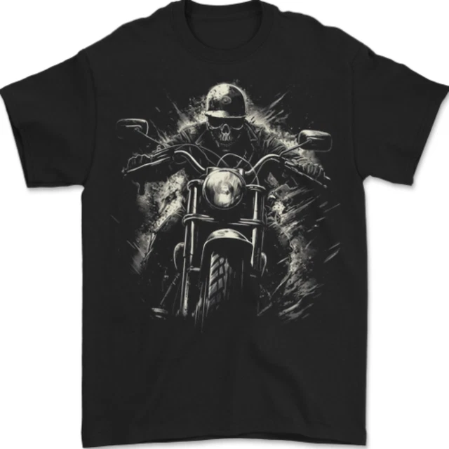 T-shirt Homme Coton Gildan Scooter Skull Moto - Neuf Sans étiquettes - Loose Fit