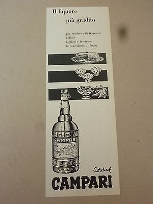 # ADVERTISING PUBBLICITA' il liquore piu' gradito CORDIAL CAMPARI - 1958 ALTRE