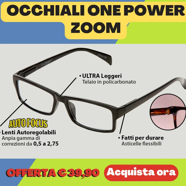 OFFERTA One Power Zoom AUTOREGOLABILI unico paio di occhiali lenti vista READERS