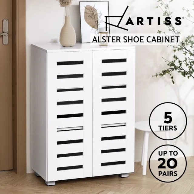 Artiss Shoe Cabinet Shoes Storage Rack 20 Pairs Organiser Shelf Cupboard White