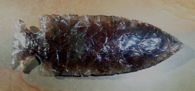 fine old smoky quartz  stone arrow head  point 2  3/8"