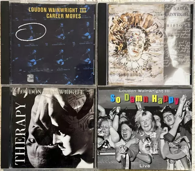 Loudon Wainwright III lot of 4 CDs Therapy, So Damn Happy, Career Moves, History