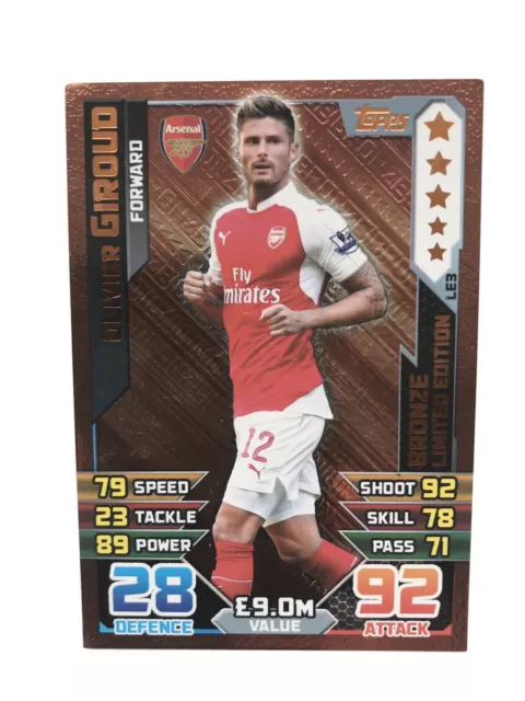 MATCH ATTAX 2015/16  OLIVIER GIROUD BRONZE LIMITED EDITION LE3 (Mint) (Rare)