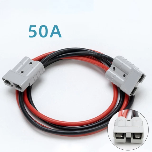 For Anderson Plug Double Head Battery Charging Connector Cable DC Kit 50Amp New