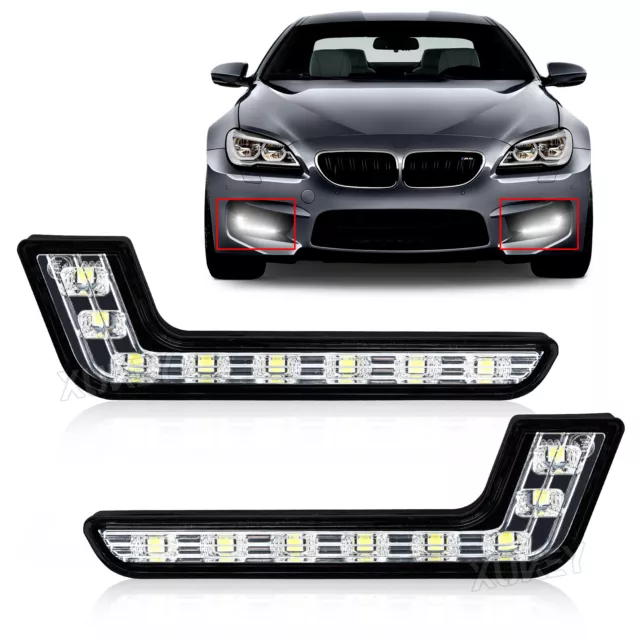 2 pcs Bright White 12V 8 LED Daytime Running Light DRL Car Day Driving Fog Lamp