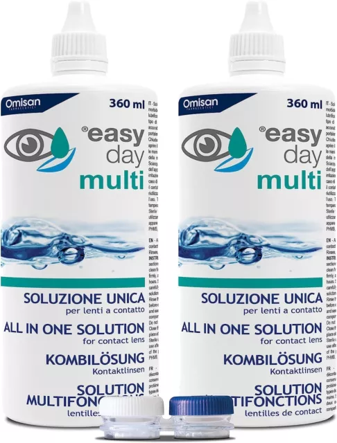 ✅2 X 360ml Easy Day Multi Soluzione Unica Per Lenti A Contatto Collirio Duopack✅