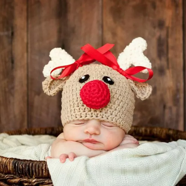 Nuovo cappello cervo fatto a mano lavorato a mano bambino vestito costume neonato oggetto di scena fotografica
