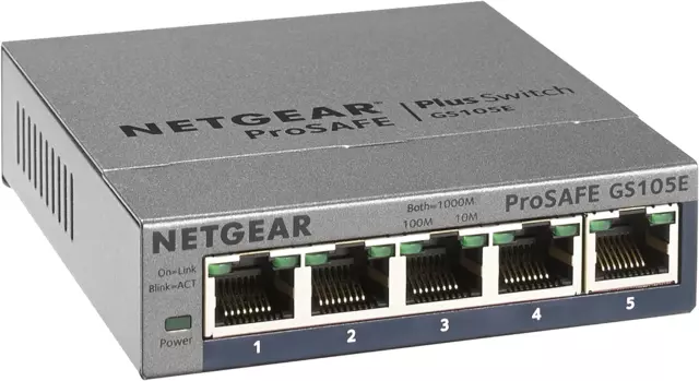 Netgear GS105E Managed Switch 5 Port Gigabit Ethernet LAN Switch Plus (Netzwerk