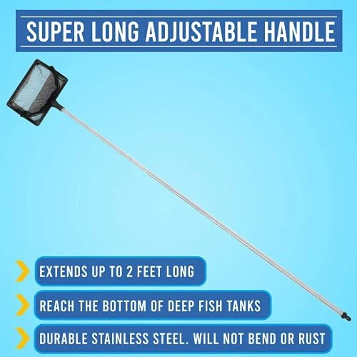 Fine Mesh Fish Tank Net with Long Handle – Aquarium Fish Net with Extendable ... 3