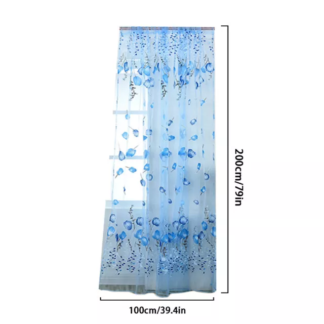 Tulip Flower Sheer Voile Tulle Window Curtain For Bedroom Living Room Home Decor 2