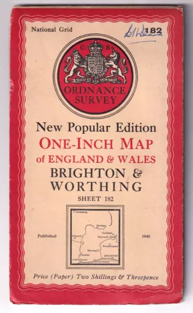 BRIGHTON - Ordnance Survey Popular Edition One Inch Map