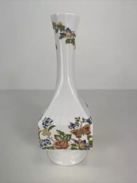 Aynsley "Cottage Garden" Fine Bone China Bud Vase Butterflys Flowers Mint