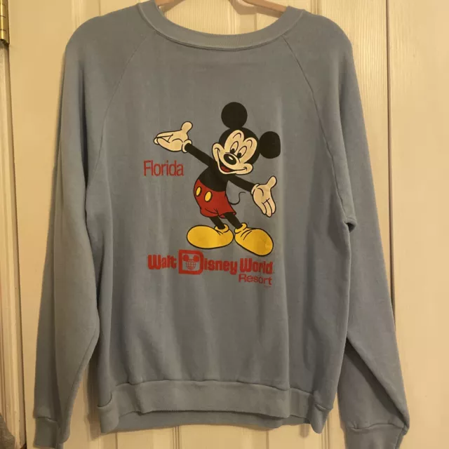 Rare Vintage Walt Disney World Resort Florida Mickey Mouse Sweatshirt 80s Blue M