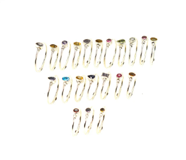 Wholesale 21Pc 925 Solid Sterling Silver Cut Green Peridot Mix Ring Lot Q884
