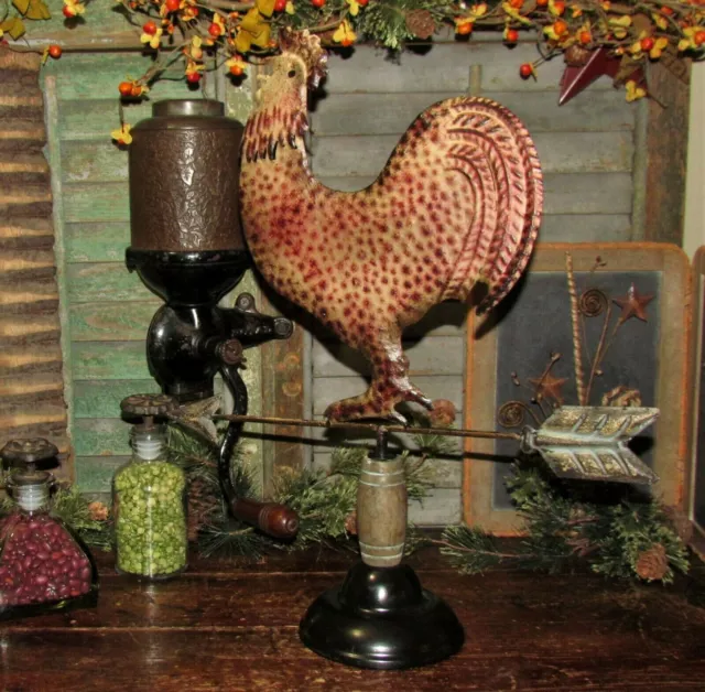 Primitive Antique Vtg Style 18" Farm Barn Metal ROOSTER Chicken WEATHER VANE