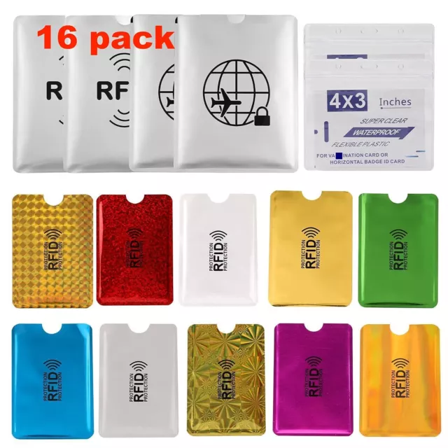 16 RFID Blocking Sleeves Envelopes(10 Credit Card Holders & 4 Passport Protec...