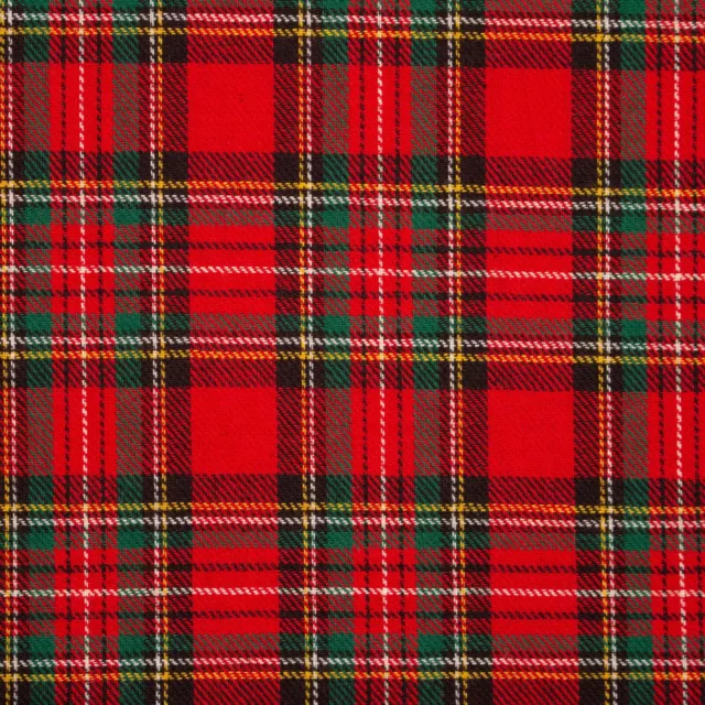 Royal Stewart Tartan Fabric Brushed 100% Cotton Colours Red & Green very cosy