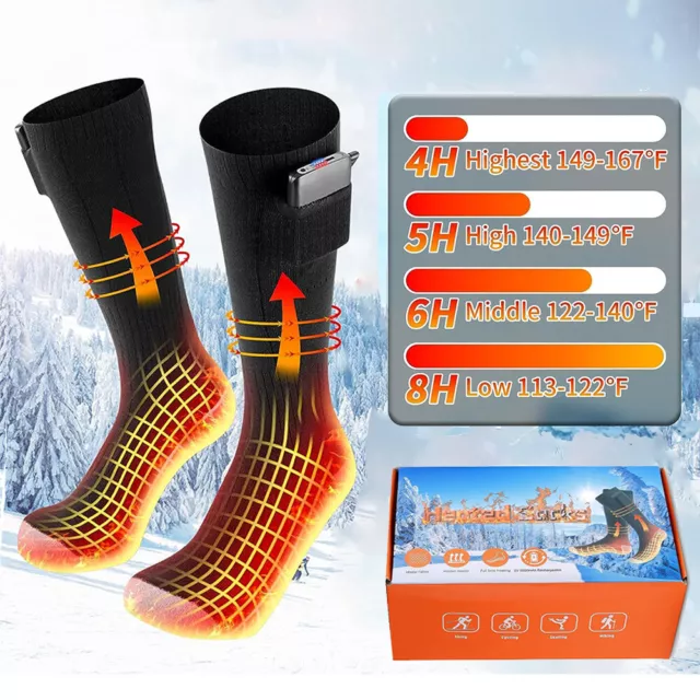 Electric Heated Socks Foot Winter Warmer Sock 5000mAh Rechargeable Battery Power