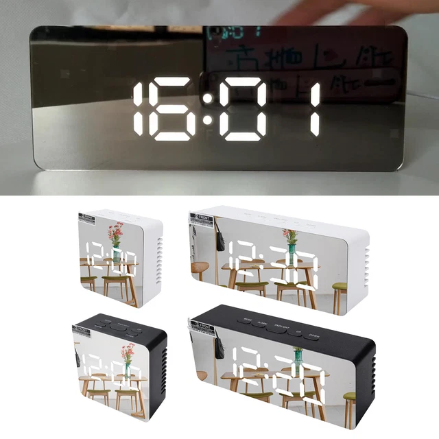 LED Digital Alarm Clock 12/24 Hour Display Snooze USB Bedroom Bedside Clock