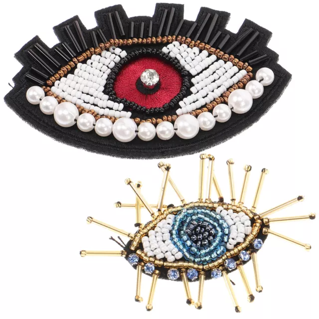2 Pcs Felt Sequin Eye Patch Iron Patches Eyeball Embroidered