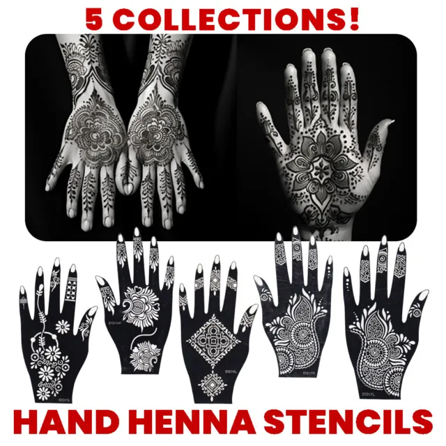 Large Mehndi Stencils Henna Template Temporary Tattoo Body Art Glitter Hand