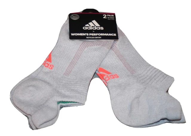 WOMENS Adidas PERFORMANCE repreve 2 PAIR no show SOCKS 5-10 GRAY PURPLE $16 NWT