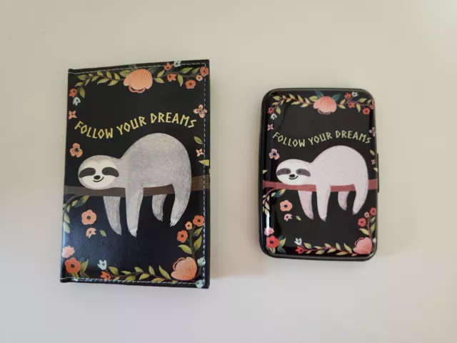 Sloth RFID Passport wallet and matching credit card holder