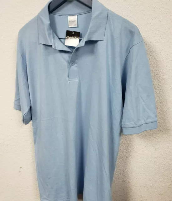 Camiseta polo de punto de manga corta grande y alta de Clothe Co. para hombre, azul claro, LT