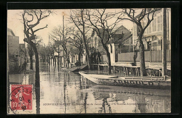 CPA Joinville-le-Pont, Inondations 1910, L´Avenue Joyeuse submergée 1910