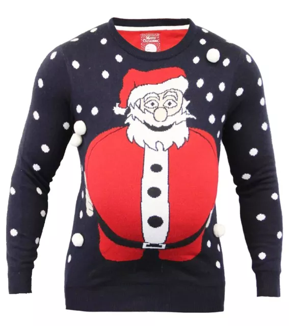 uomo Maglione natalizio Natale MAGLIA BABBO 3D NOVITà S M L XL Rosso