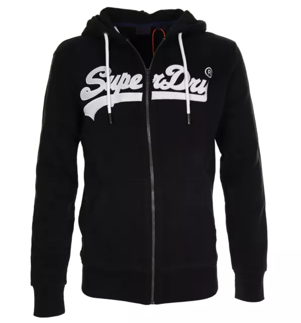 Superdry Sweat-Shirt Noir avec Fermeture Éclair Et à Capuche M2010489B Mens Prix