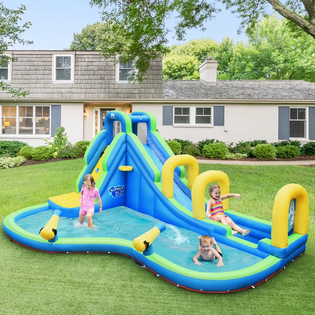 INFLATABLE BOUNCY CASTLE Water Park Bounce House Double Water Slides