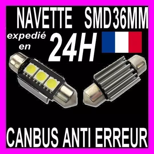 Ampoule Navette A 3 Led Smd C5W 36Mm Anti Sans Erreur Canbus Plafonnier Plaque