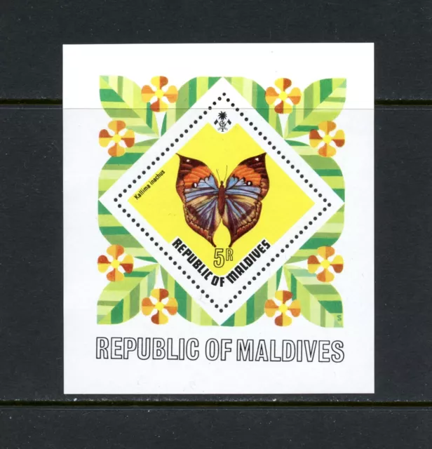 R3590 Maldives 1973 Papillons Feuille MNH
