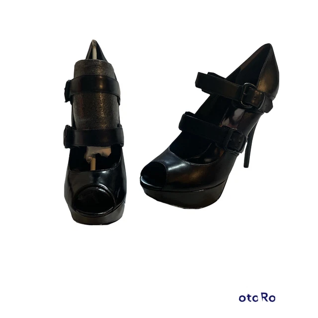 D COLLET SPUNTATE GUESS nere con plateau e cinturini avanti