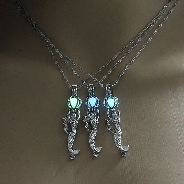MERMAID with Glow in the Dark 2" Dangle Pendant with 18" Necklace Luminous