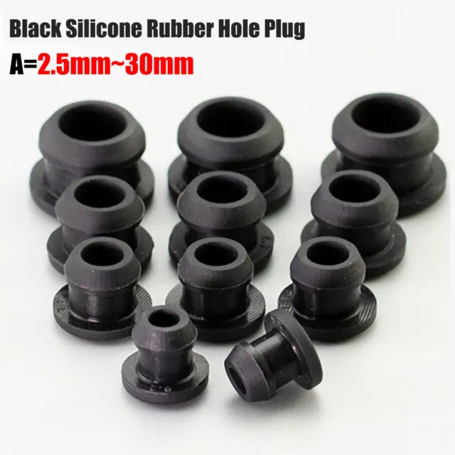 Black Snap-on Hole Plug 2.5mm~30mm Silicone Rubber Blanking End Caps Tube Pipe