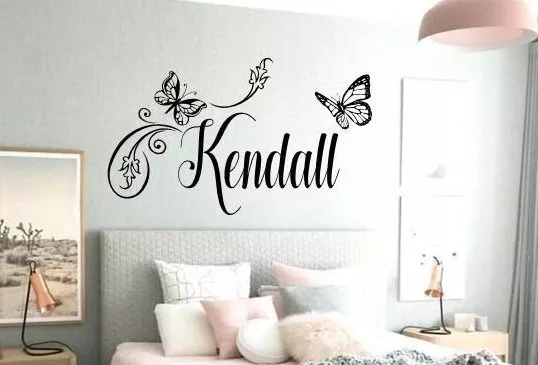 BUTTERFLY Wall Decal Sticker Personalized NAME Vinyl Girl's Bedroom Decor 23x16