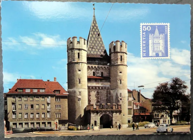 Schöne AK Basel, Spalentor . Schweiz, nicht gelaufen, mit Briefmarke
