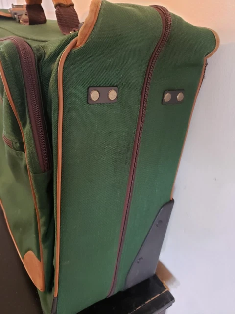 LL Bean Hutton Suitcase Luggage Green Canvas Leather Full Size Rolling Wheels 5