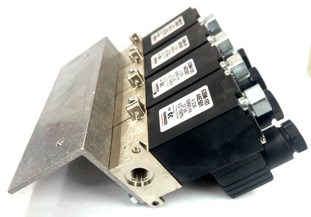 Bank of 4 Camozzi  638M-101 A6ES01 3/2 NC G1/8 Direct Acting Solenoid Valve 230V
