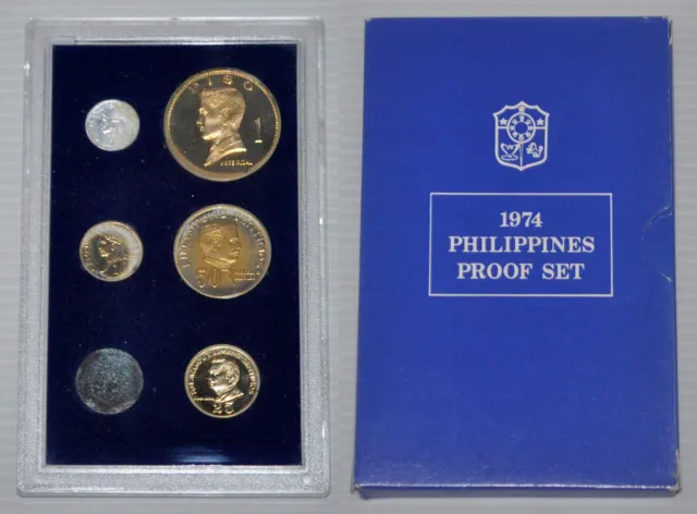 1974 Philippine PROOF Set Pilipino Ser / Banko Sental / Filipino Heroes Coin #D4