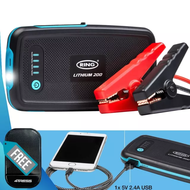 Car Mini Portable Battery Jump Starter Power Bank Lithium RPPL200 12v 300A. Mat✅