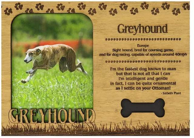 Greyhound Engraved Wood Picture Frame Magnet