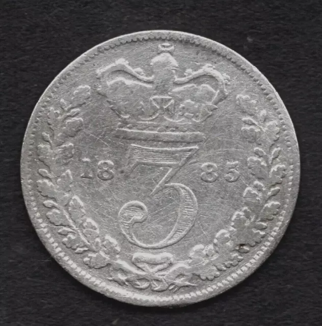 1885 VICTORIAN Silver 3 Pence coin.