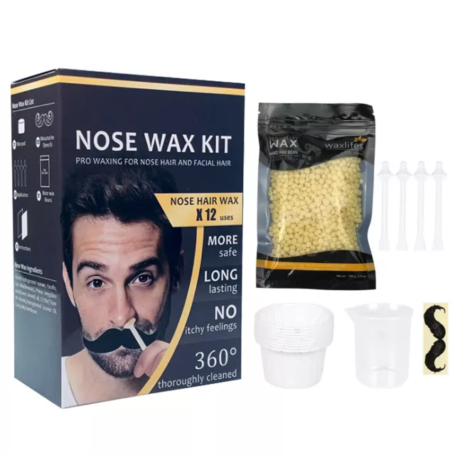 Nose Hair Removal Wax Kit Wax Beans Applicators  Mustache Stickers K9L8