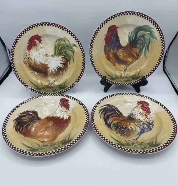 Set Of 4 Sakura Sally Eckman Roberts CHANTICLEER 8 1/4" Salad Plates ROOSTER