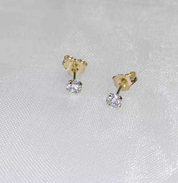 1 Paar 585 Gold Ohrstecker Moissanite 14K Gelbgold Ohrringe solid Rund